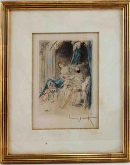 ORIGINAL LOUIS ICART SIGNED HAND COLORED ETCHING