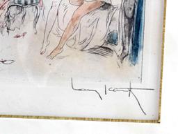 ORIGINAL LOUIS ICART SIGNED HAND COLORED ETCHING