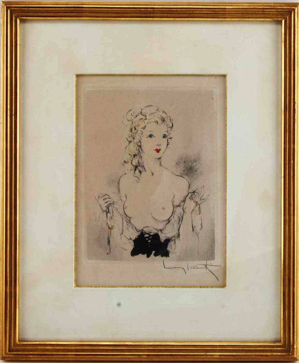 ORIGINAL LOUIS ICART SIGNED HAND COLORED ETCHING