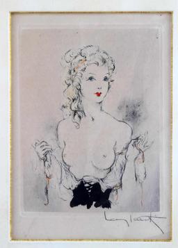 ORIGINAL LOUIS ICART SIGNED HAND COLORED ETCHING