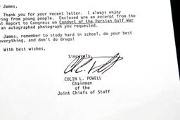 COLIN L POWELL JOINT CHIEFS OF STAFF SIGNED LETTER