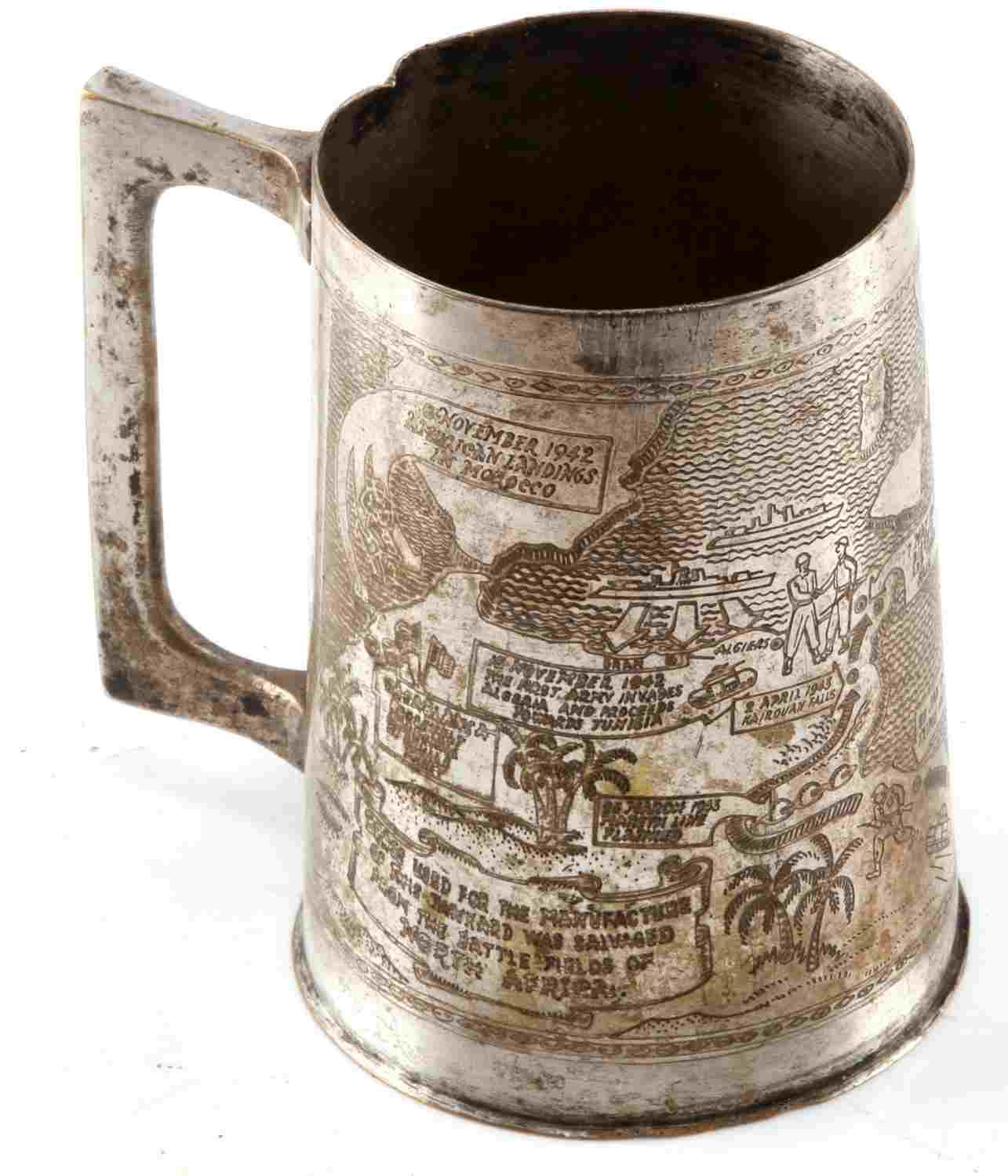 WWII NORTH AFRICA CAMPAIGN U.S TRENCH ART TANKARD