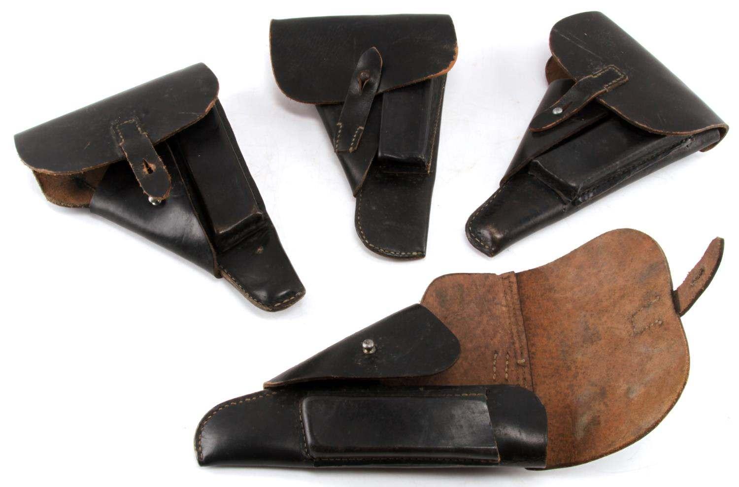 4 WWII GERMAN P38 BLACK LEATHER HOLSTERS