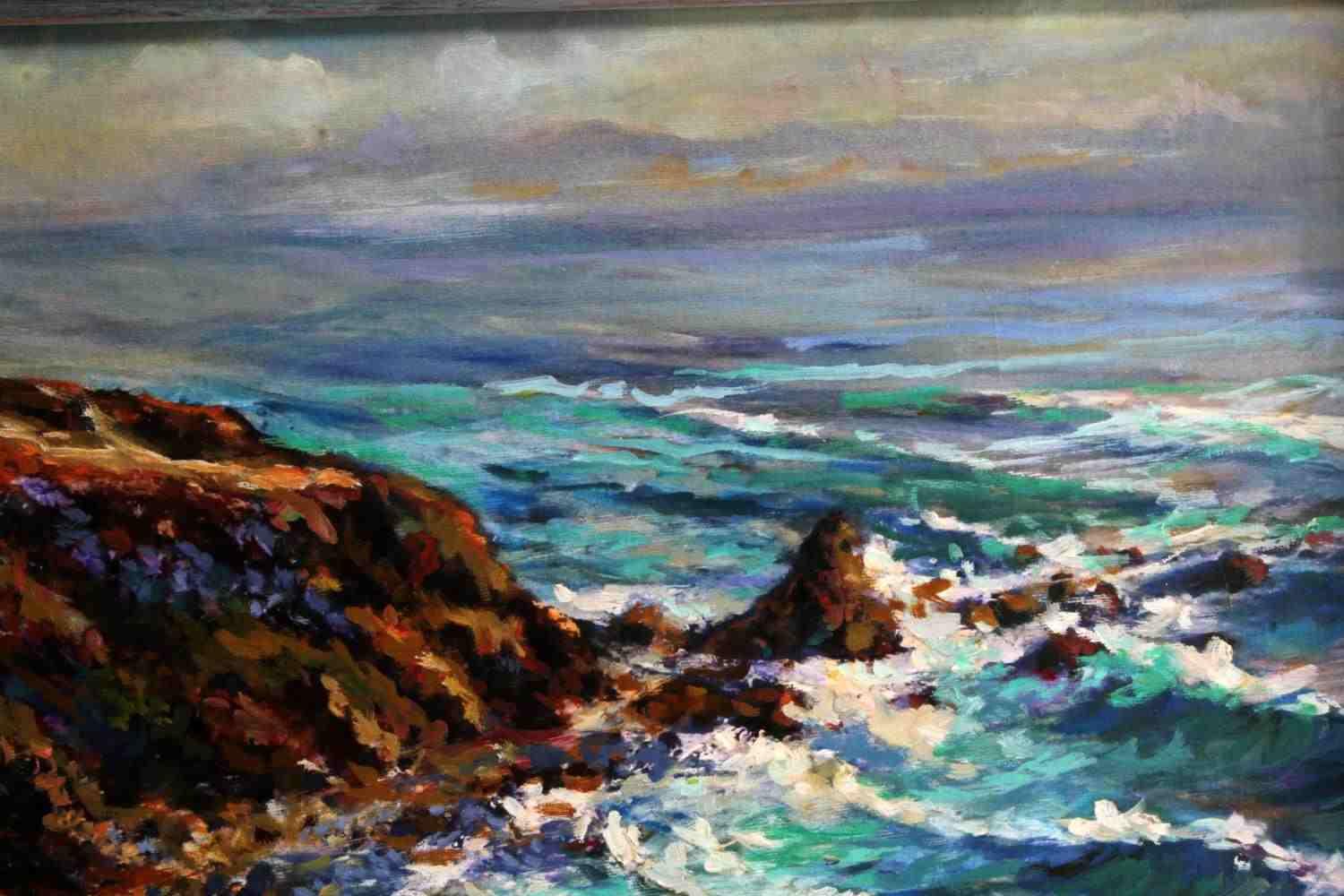 OIL PAINT LANDSCAPE OCEAN SIGNED DATED AND FRAMED