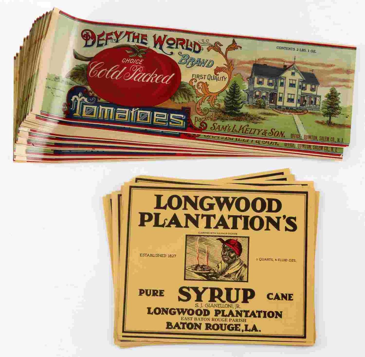 LONGWOODS PLANTATION SYRUP DEFY THE WORLD LABELS