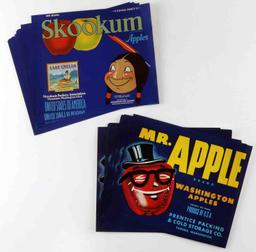 21 SKOOKUM & 16 MR APPLE FRUIT CRATE LABELS