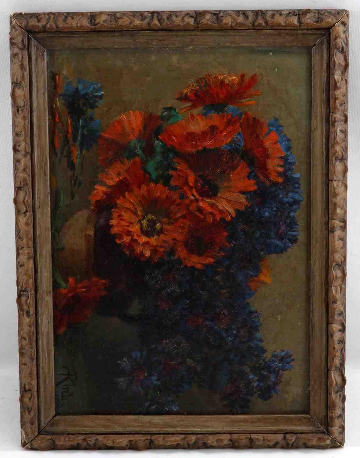 AUGUSTE KIND FLORAL STILL LIFE WITH VASE FRENCH