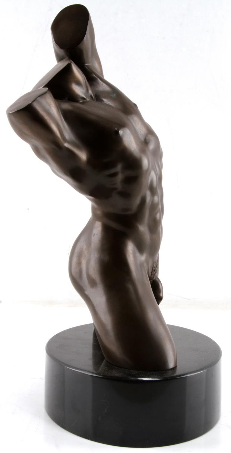 FREIBURGER NUDE MALE TORSO BRONZE FIGURE DEFIANCE