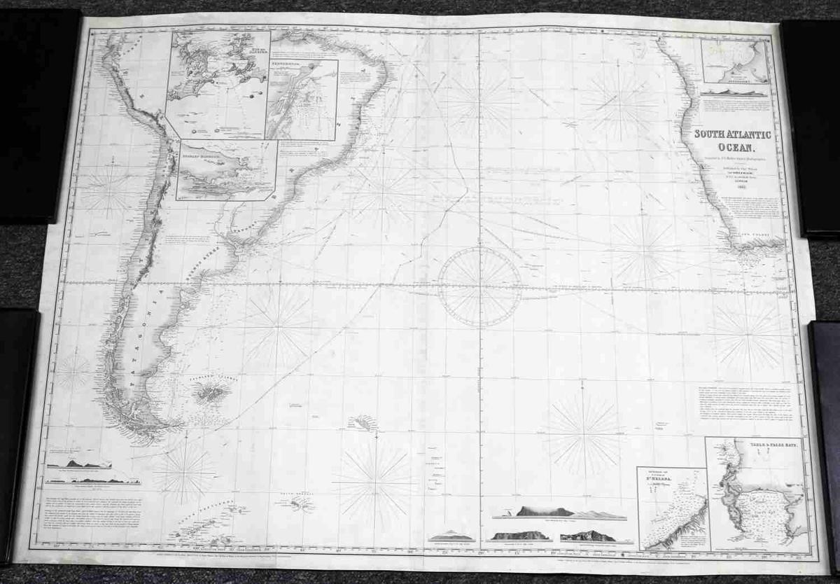 ANTIQUE MAP OF THE SOUTHERN ATLANTIC OCEAN