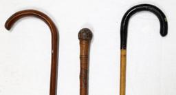 ANTIQUE WALKING CANE STICK LOT OF 3 ASIAN & INLAY