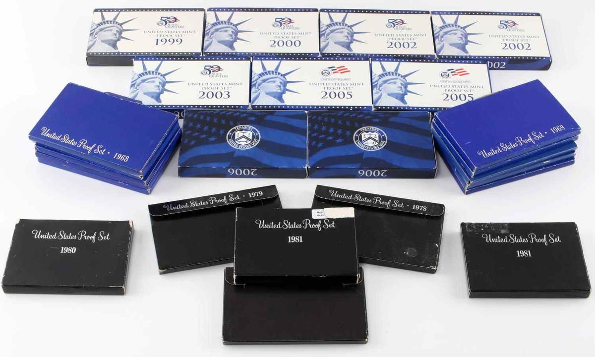 1968 TO 2006 U.S. MINT PROOF SET LOT 25 SETS