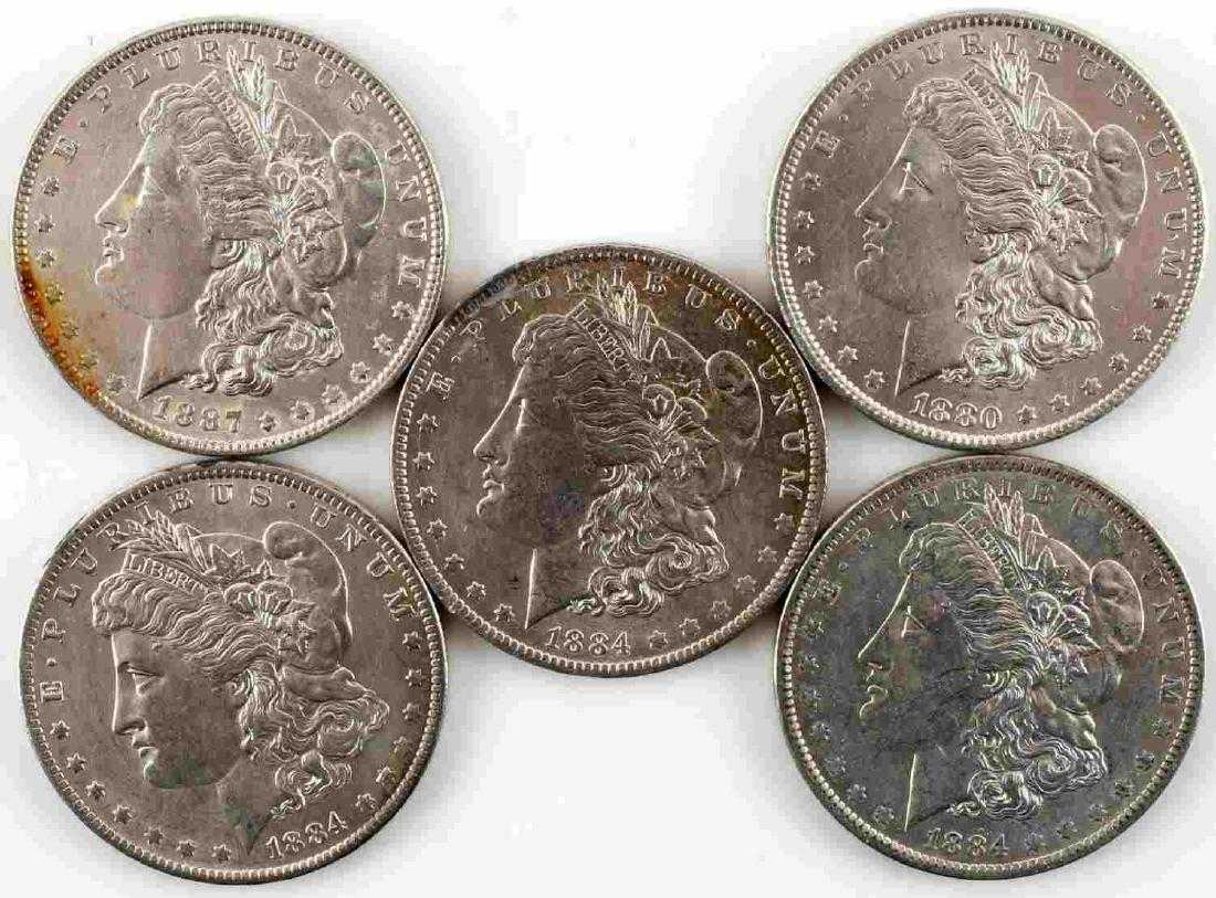 5 MORGAN SILVER DOLLAR BU UNCIRCULATED COIN LOT