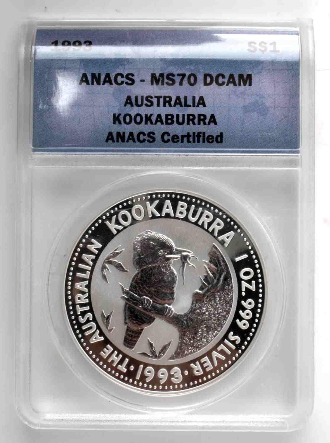 ANACS MS70 SILVER KOOKABURRA 1 OZ COIN LOT 4