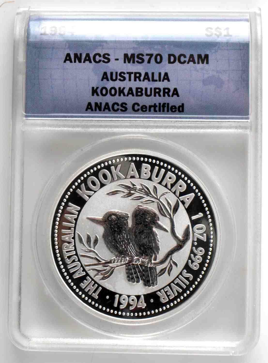 ANACS MS70 SILVER KOOKABURRA 1 OZ COIN LOT 4