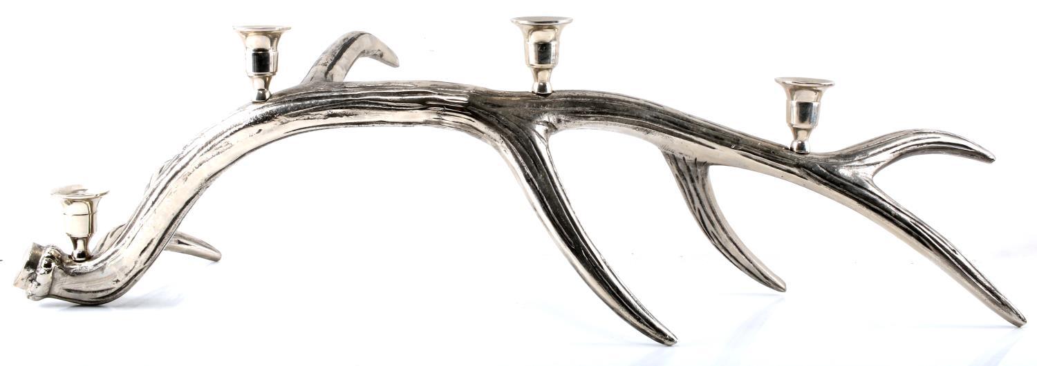 STAG HORN ELK ANTLER SILVER PLATE CANDLEABRA