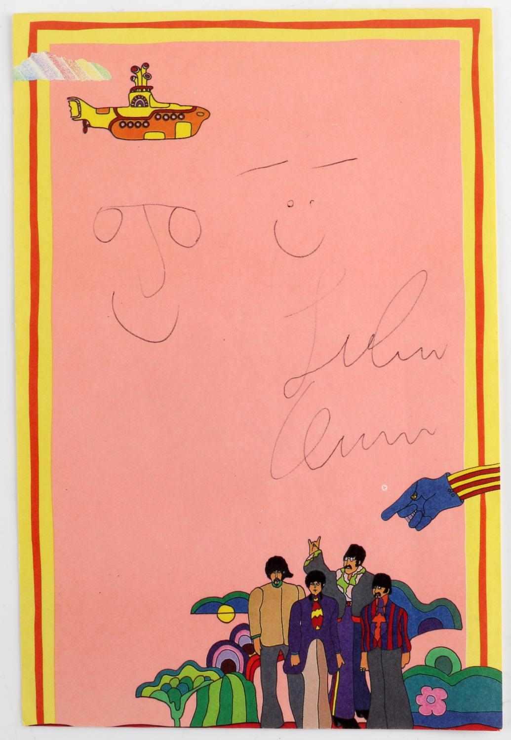 JOHN LENNON AUTOGRAPH YELLOW SUBMARINE STATIONARY