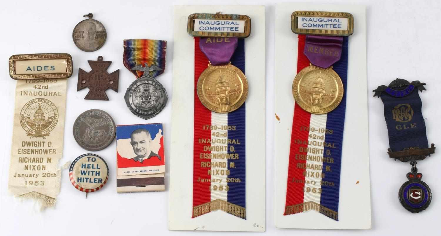 LOT OF 10 POLITICAL CAMPAIGN PINS & MEDALS 1953