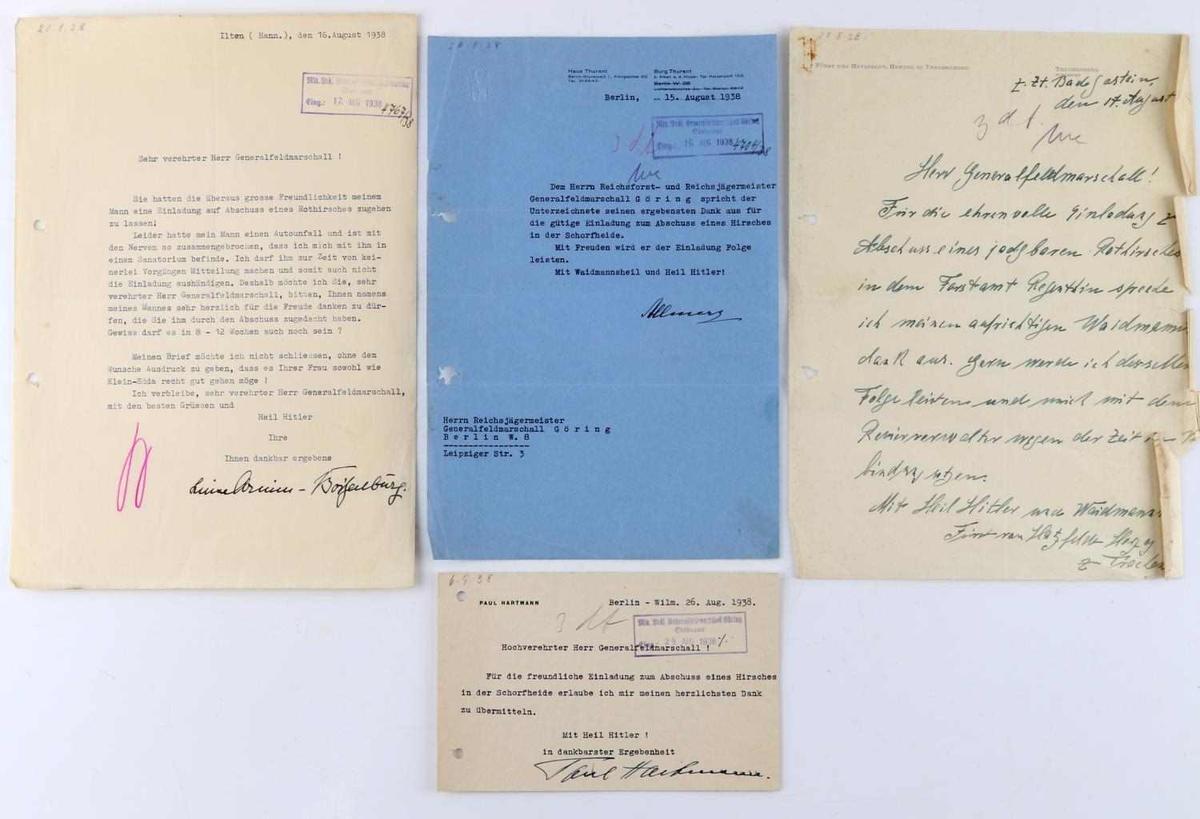 WWII GERMAN FIELD MARSHALL GORING LETTERS TO HIM