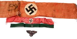 WWII GERMAN THIRD REICH BANNER EAGLE & MORE LOT