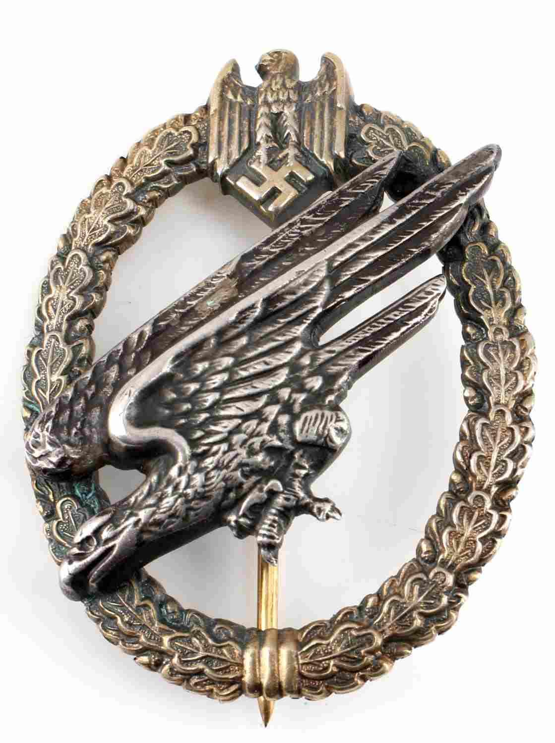 NAZI ARMY PARATROOPER BADGE PIN CE JUNKER MAKER