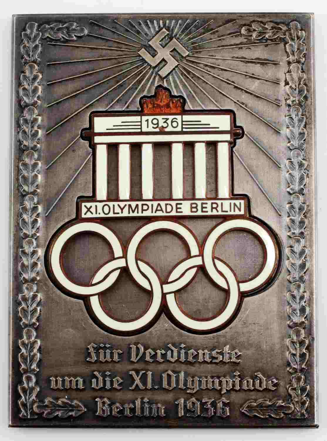 GERMAN WWII 1936 BERLIN SUMMER OLYMPICS PLAQUE