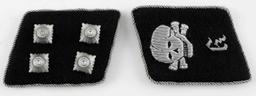 WWII GERMAN SS TOTENKOPF OFFICER COLLAR TABS