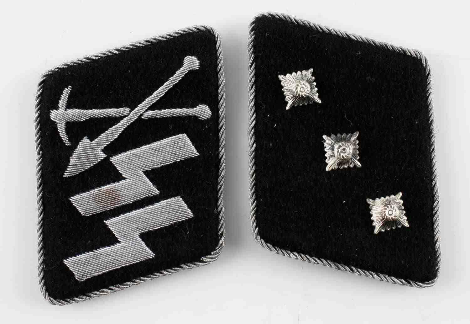 WWII GERMAN SS PIONEER UNIT OFFICER COLLAR TABS