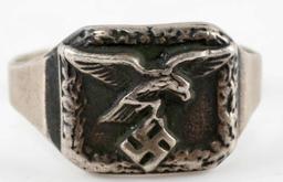 WWII GERMAN LUFTWAFFE SILVER PILOTS RING