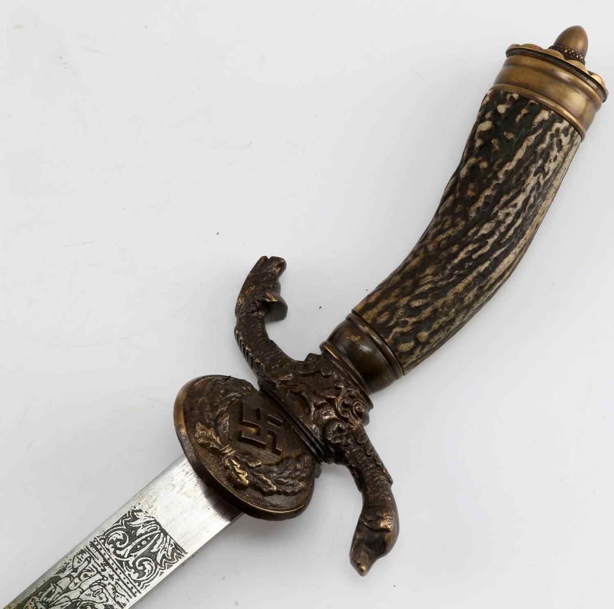 WWII GERMAN 3RD REICH HIRSCHFANGER HUNTING DAGGER