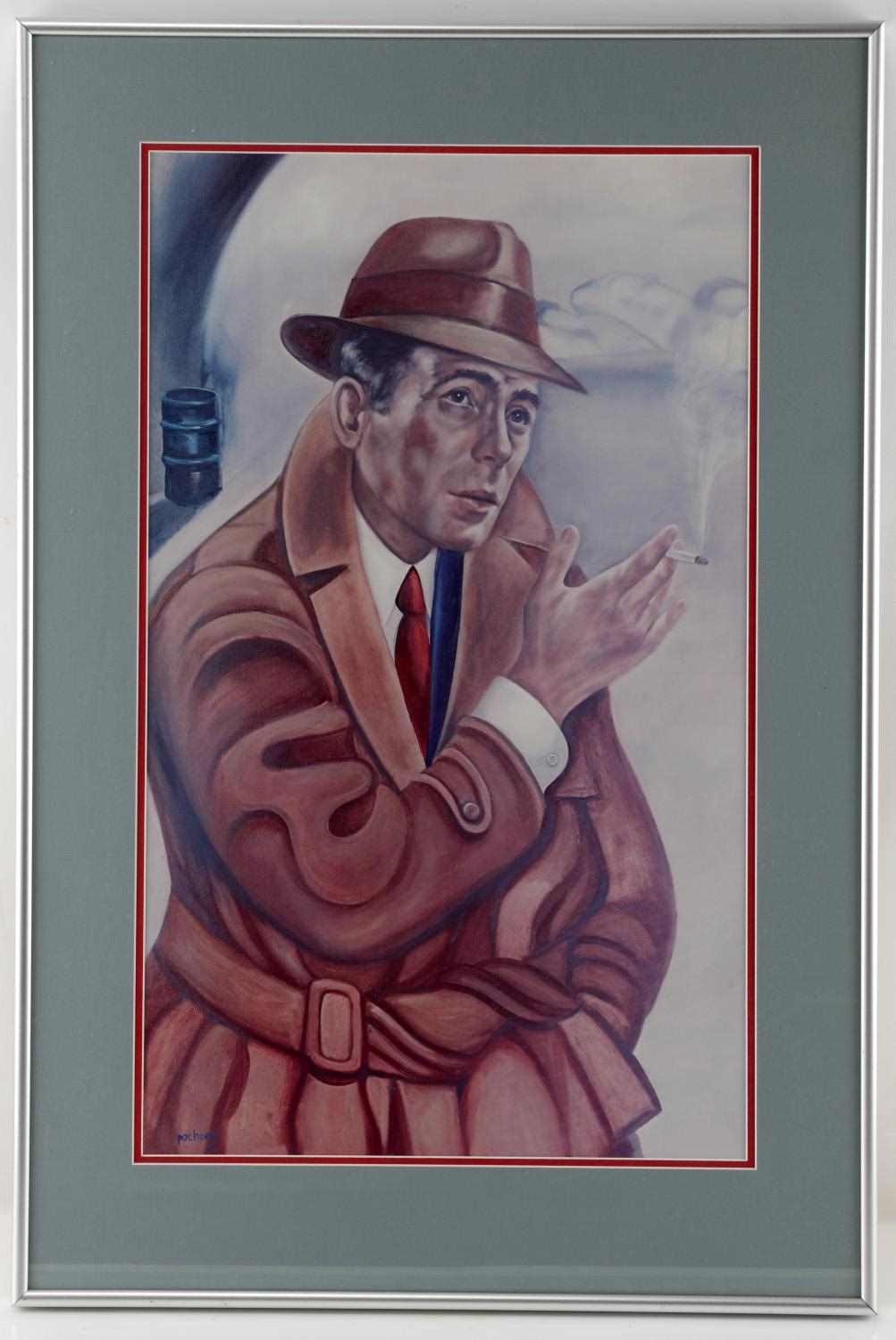 FRAMED CONTEMPORARY PRINT OF MAN SMOKING PACHECO