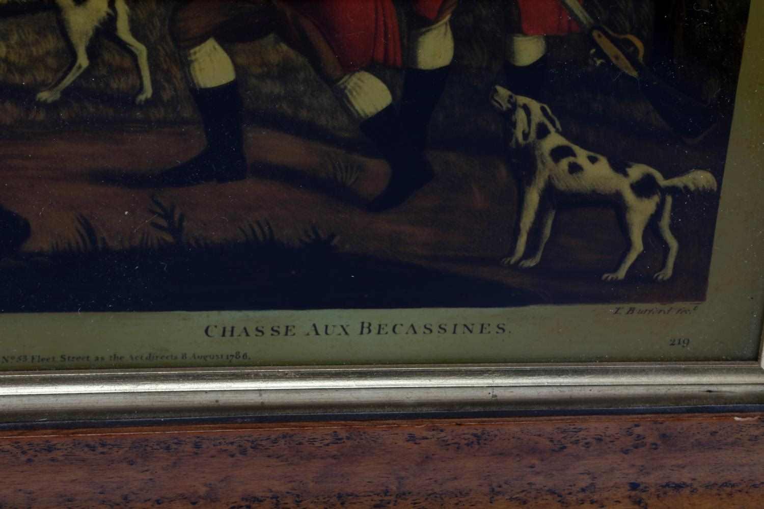 TWO ENGLISH FRAMED PAINTED GLASS HUNTING SCENES