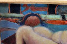 FRAMED PAINTING OF NUDE WOMAN ON FLOOR