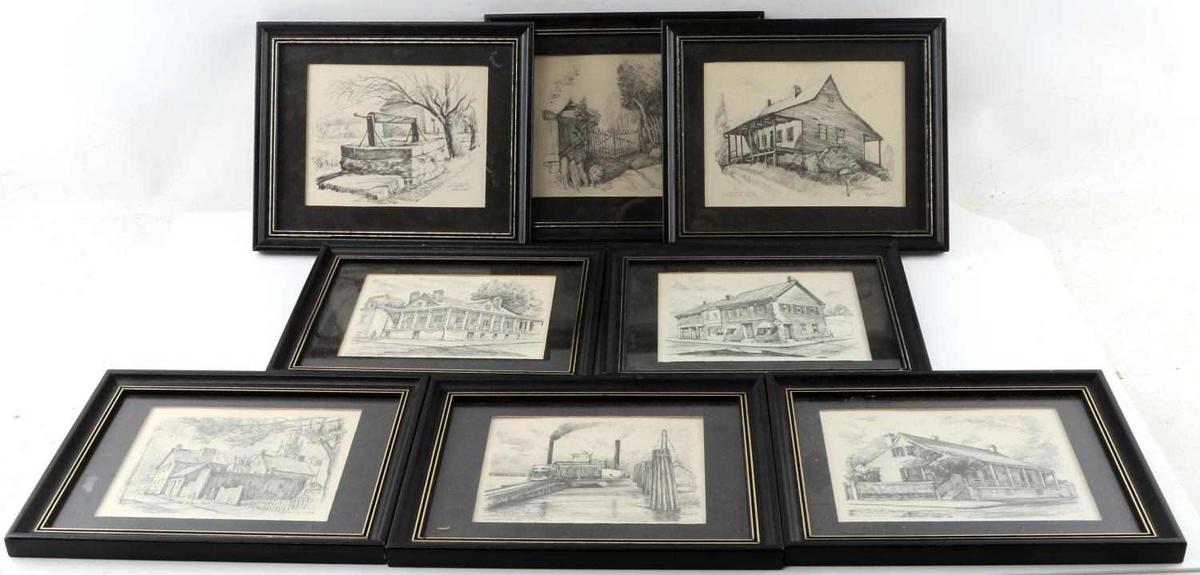 AMERICAN ROSCOE MISSELHORN DRAWING LOT OF EIGHT