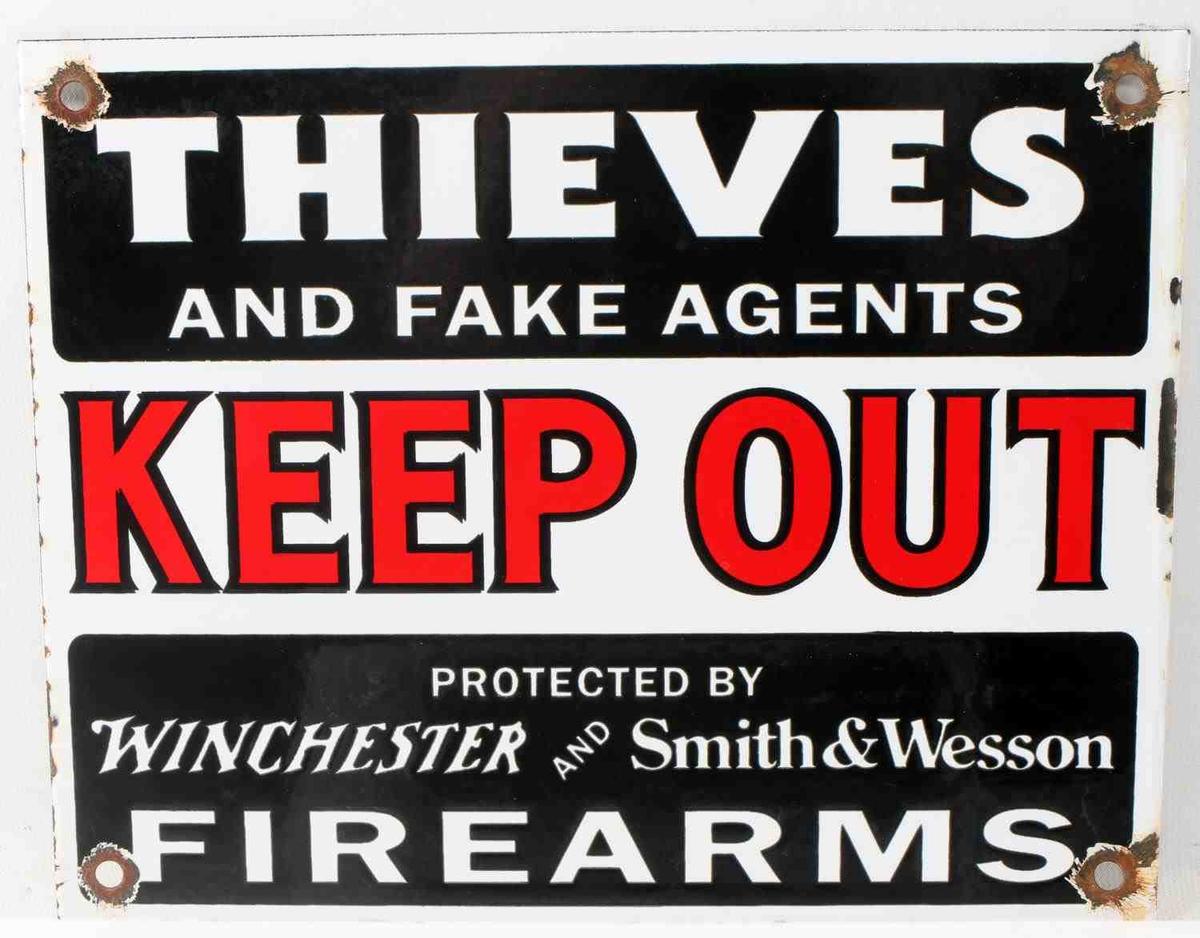 WINCHESTER SMITH & WESSON FIREARMS PORCELAIN SIGN