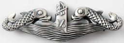 USN WWII NAVAL SUBMARINE EM DOLPHIN BADGE SILVER