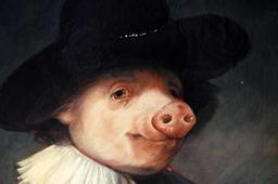 RON ROPHAR PAINTING RENAISSANCE PORTRAIT PIG SWINE