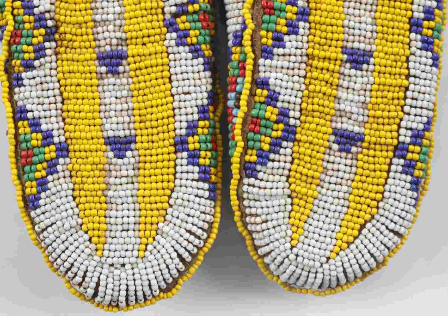 NATIVE AMERICAN BEADED CHILD MOCCASINS & FETISH