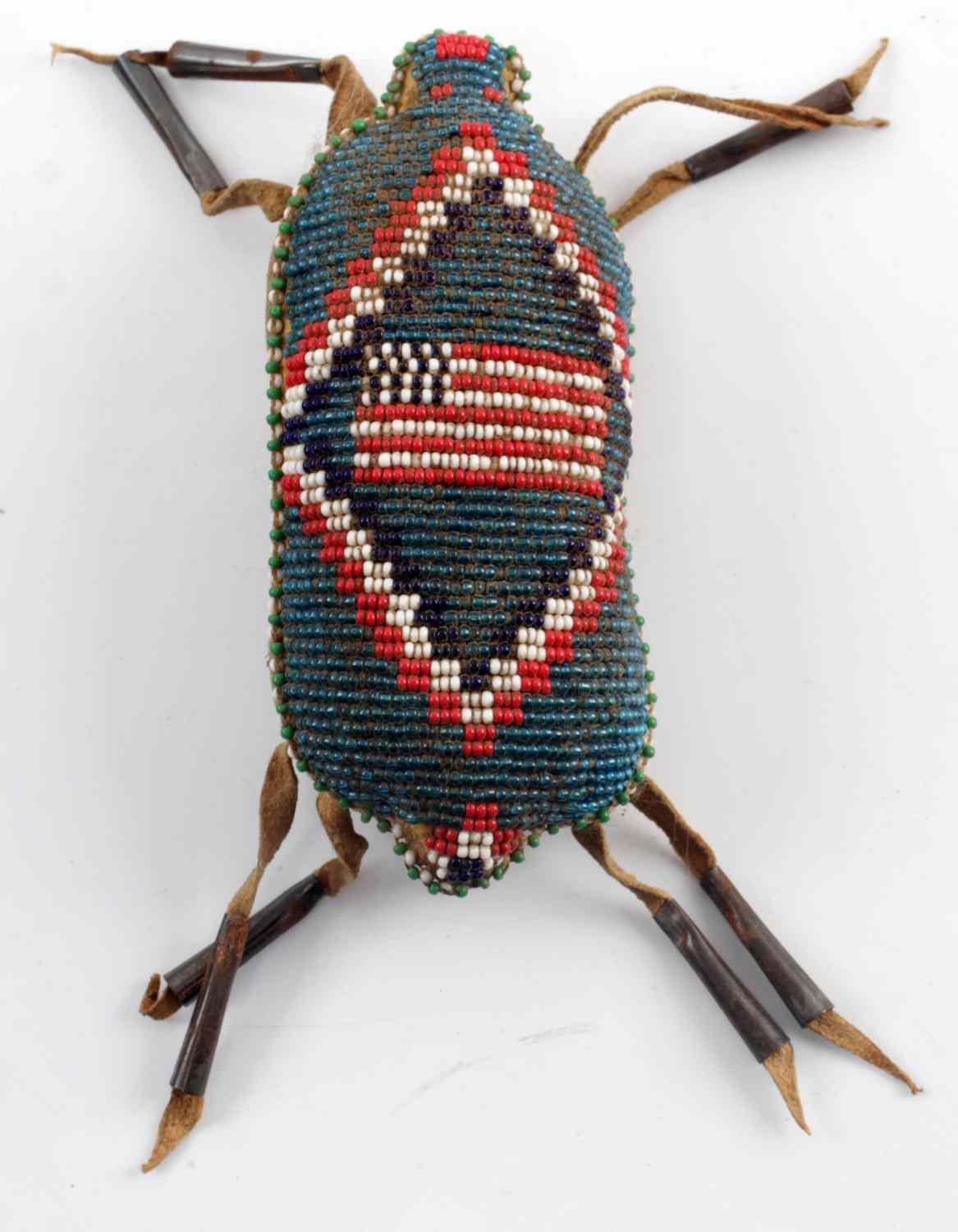 NATIVE AMERICAN BEADED CHILD MOCCASINS & FETISH