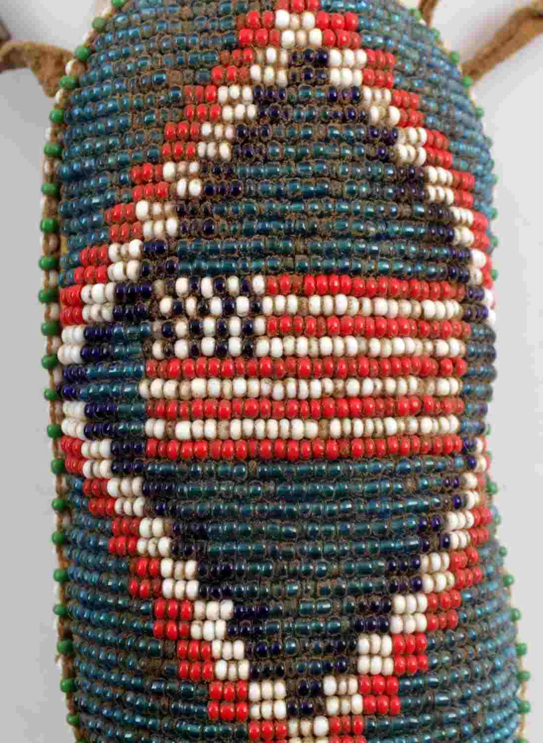 NATIVE AMERICAN BEADED CHILD MOCCASINS & FETISH