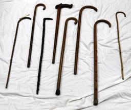 COLLECTION OF 8 ANTIQUE PRIMITIVE WALKING CANES