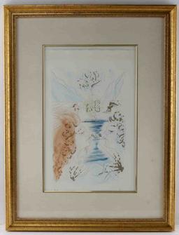 SALVADOR DALI THE KISS COLORED DRYPOINT SIGNED