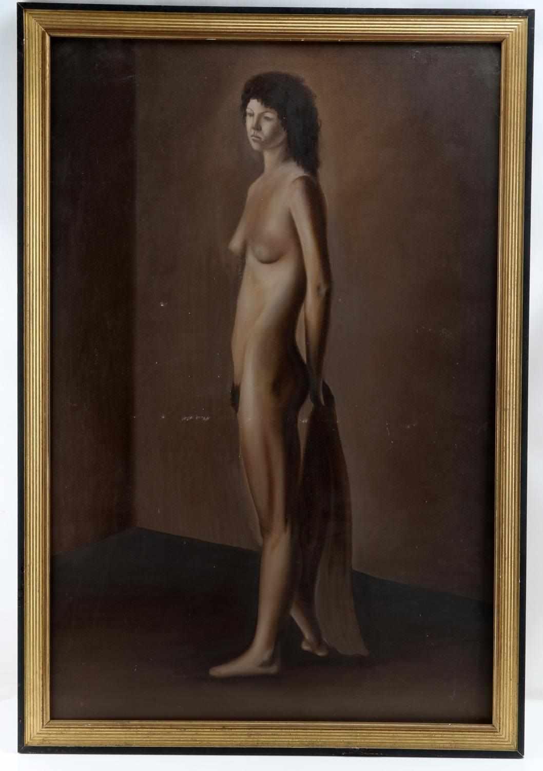 JUAN HERNANDEZ OIL ON CANVAS STANDING NUDE WOMAN