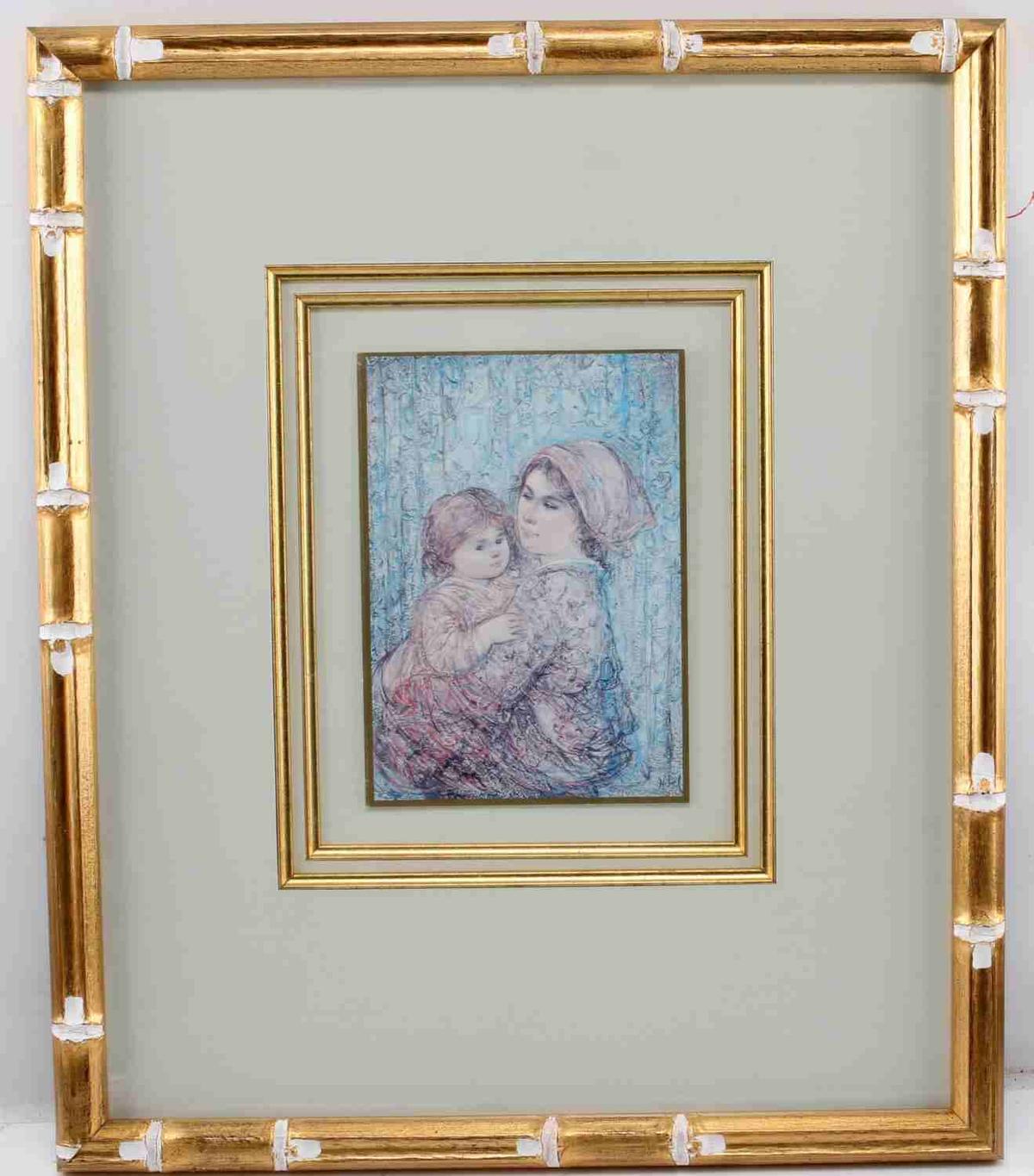 EDNA HIBEL FRAMED LITHOGRAPH WOMAN & CHILD