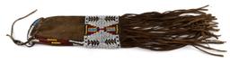 ANTIQU PLAINS INDIAN BEADED BRAIN TANNED PIPE BAG