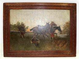 19TH CENTURY OIL ON BOARD PAINTING FRENCH SOLDIERS