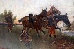 19TH CENTURY OIL ON BOARD PAINTING FRENCH SOLDIERS