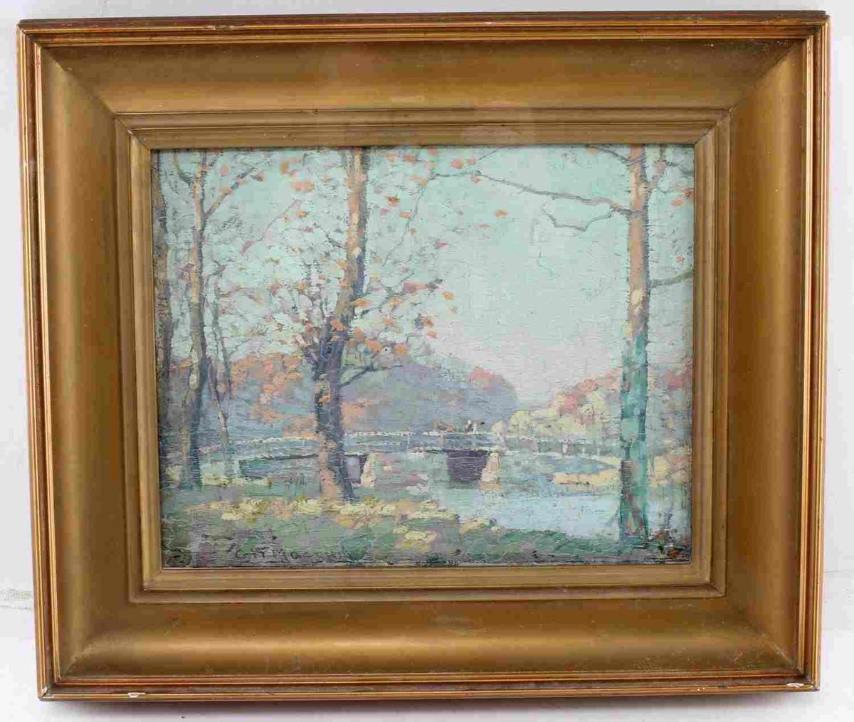 GEORGE HERBERT MACRUM FRAMED OIL ON LANDSCAPE