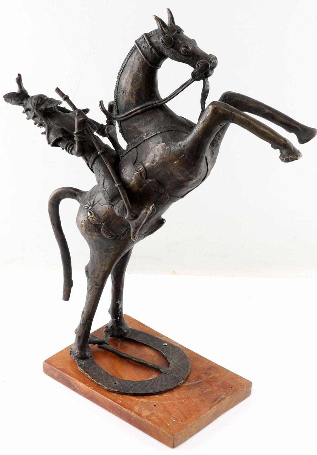 INDO SCYTHIAN PERSIAN BRONZE WARRIOR W HORSE