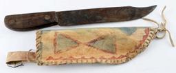 PARFLECHE PERIOD PLAINS INDIAN KNIFE AND SHEATH