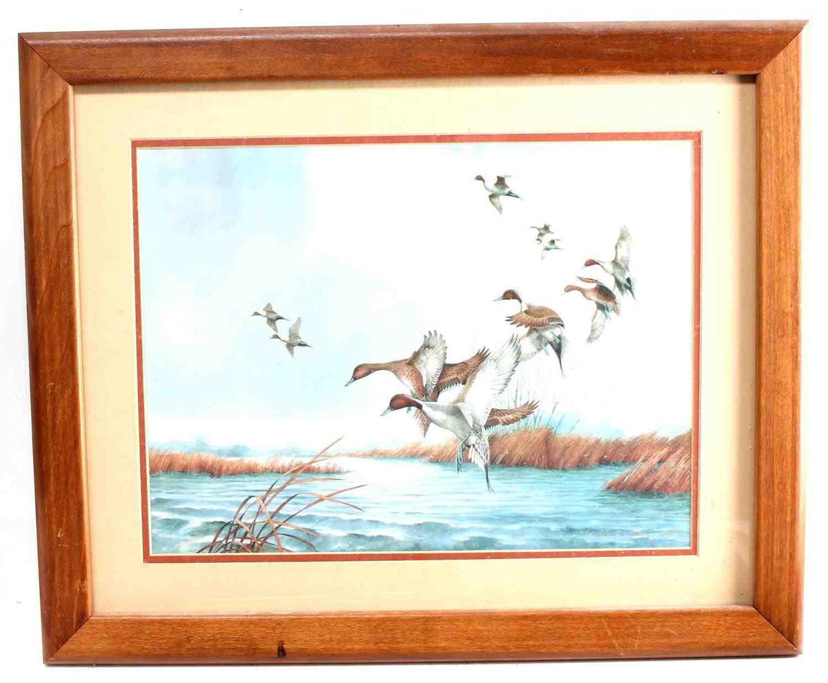 CHARLES MURPHY PRINT OF DUCKS FLYING ABOVE WATER